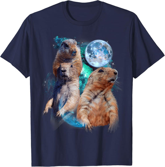 3 Moon Prairie Dog Art Rodent Squirrel Puppy Lovers Novelty T-Shirt - T-Shirt | Navy