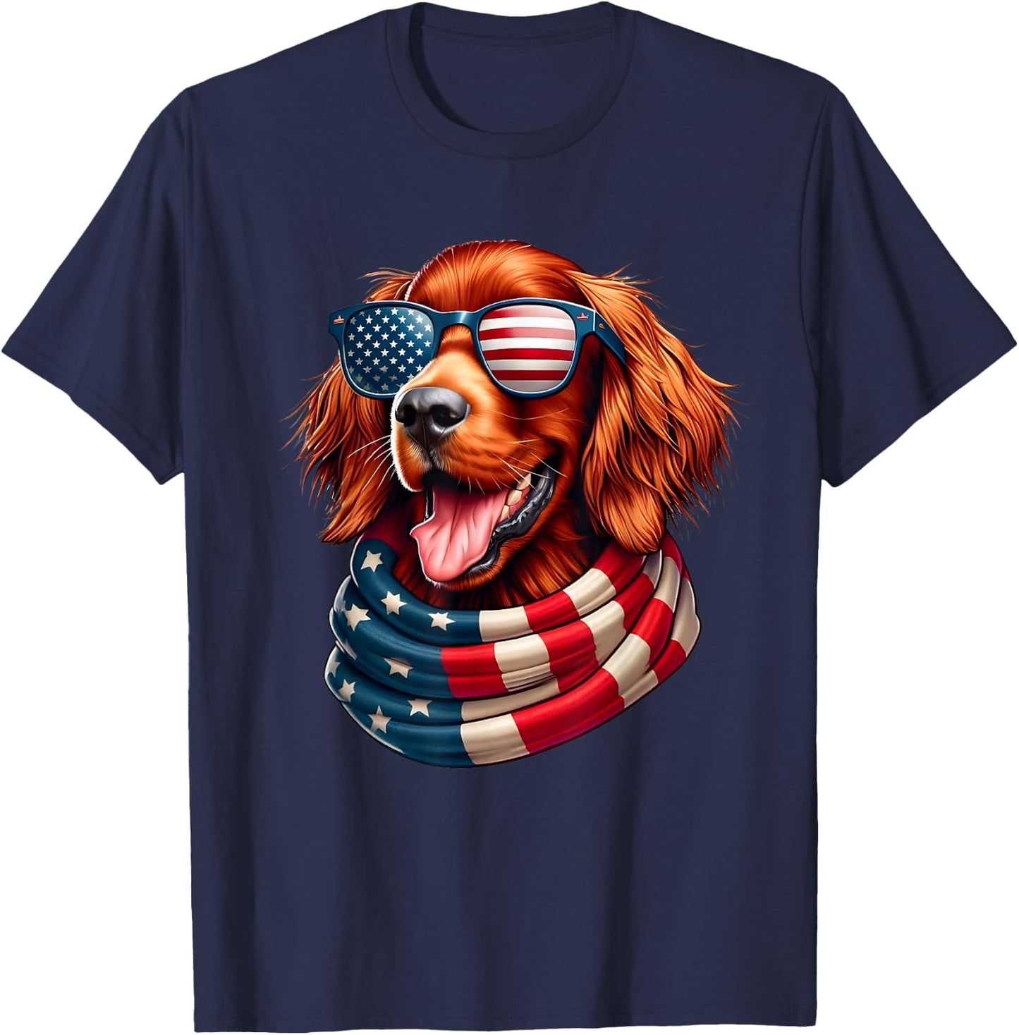 Irish Setter Dog Lover US Flag 4th Of July Patriotic T-Shirt - T-Shirt | Navy