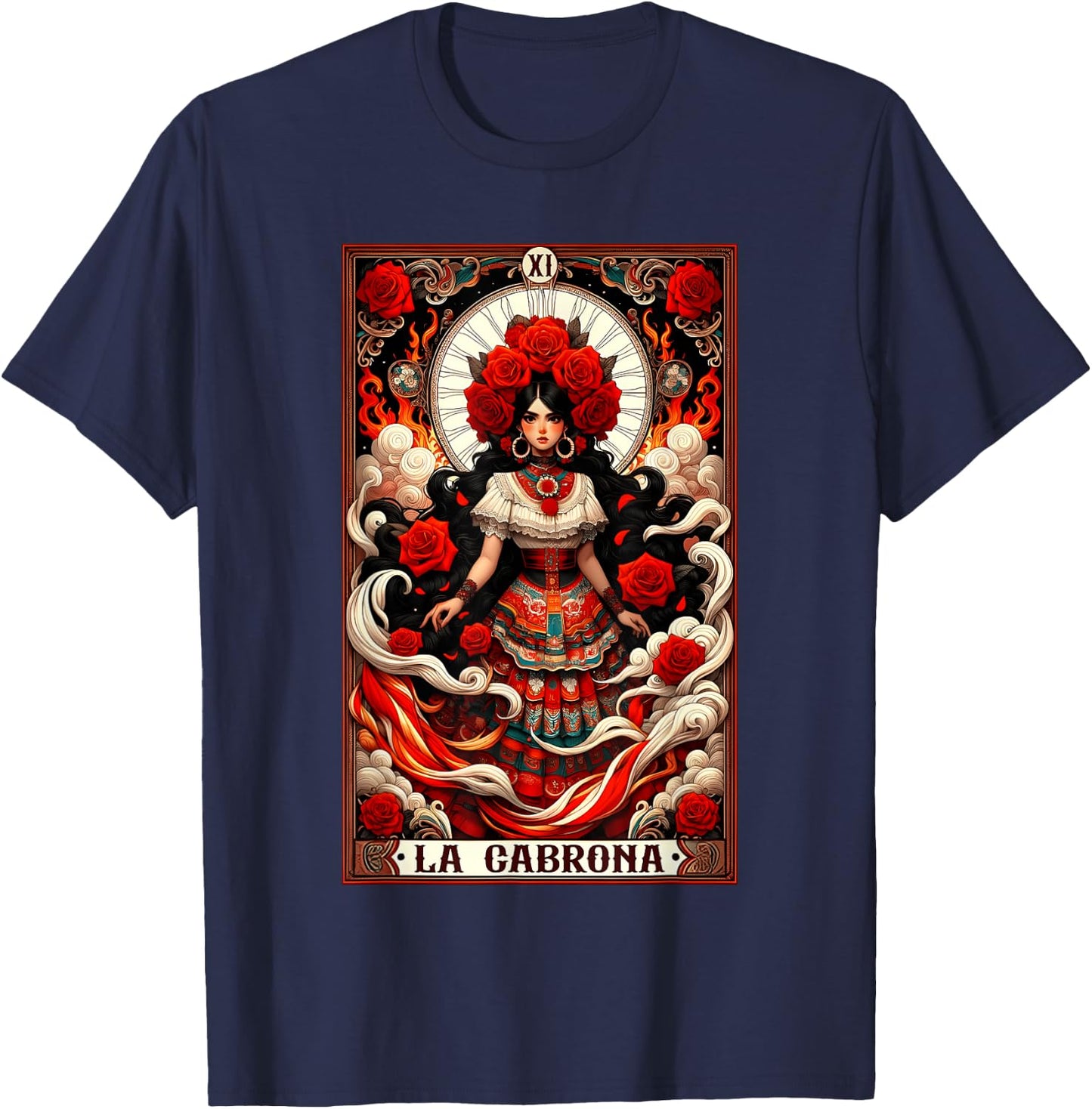 La Cabrona Latina Tarot Card Chicana Hispanic Heritage Month T-Shirt - T-Shirt | Navy