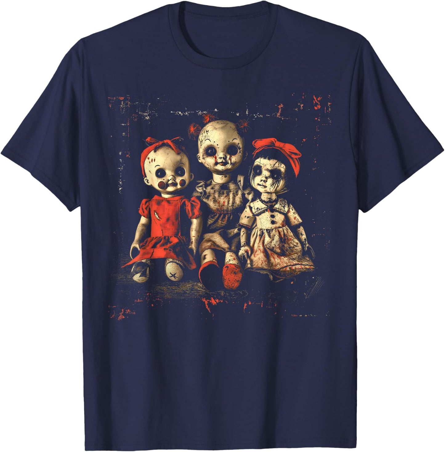 Scary Doll Horror Movie Creepy Haunted Toy Goth Alt Emo T-Shirt - T-Shirt | Navy