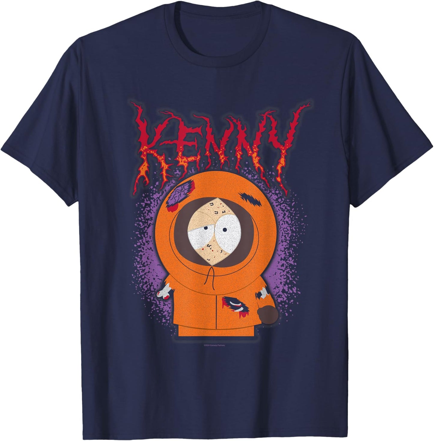 South Park Series Kenny Beat Up Grunge Name Splatter Cartoon T-Shirt - T-Shirt | Navy