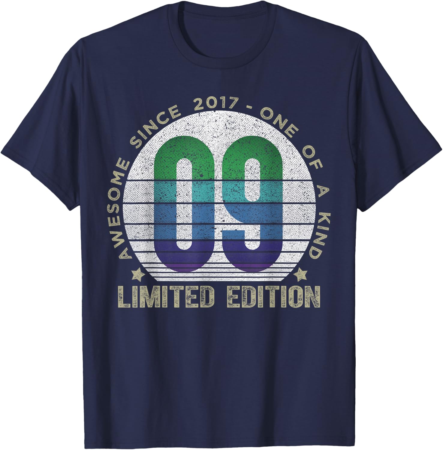 9 Year Old Gifts Vintage 2017 Limited Edition 9th Birthday T-Shirt - T-Shirt | Navy