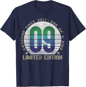 9 Year Old Gifts Vintage 2017 Limited Edition 9th Birthday T-Shirt - T-Shirt | Navy