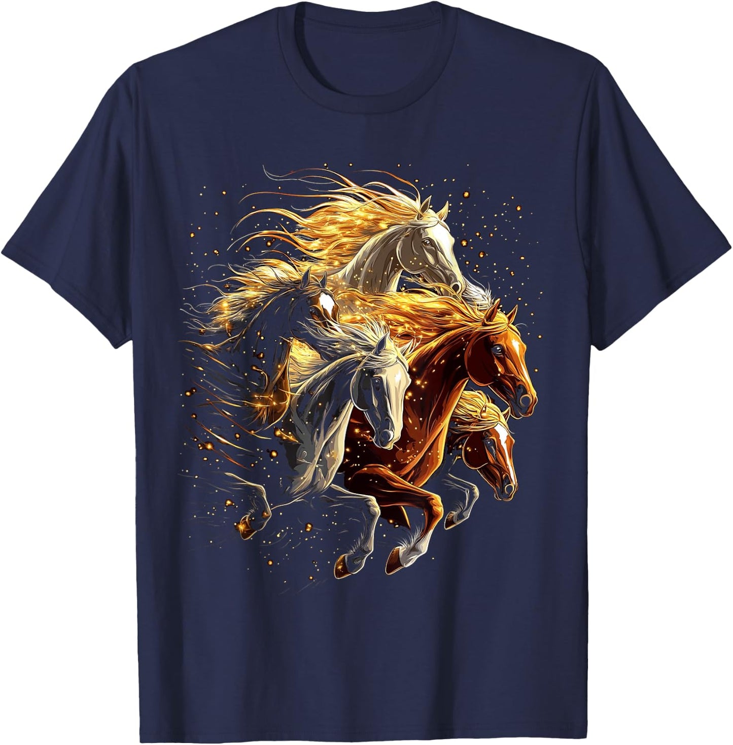 Galloping Horses Horse Riding on Horseback Girl T-Shirt - T-Shirt | Navy