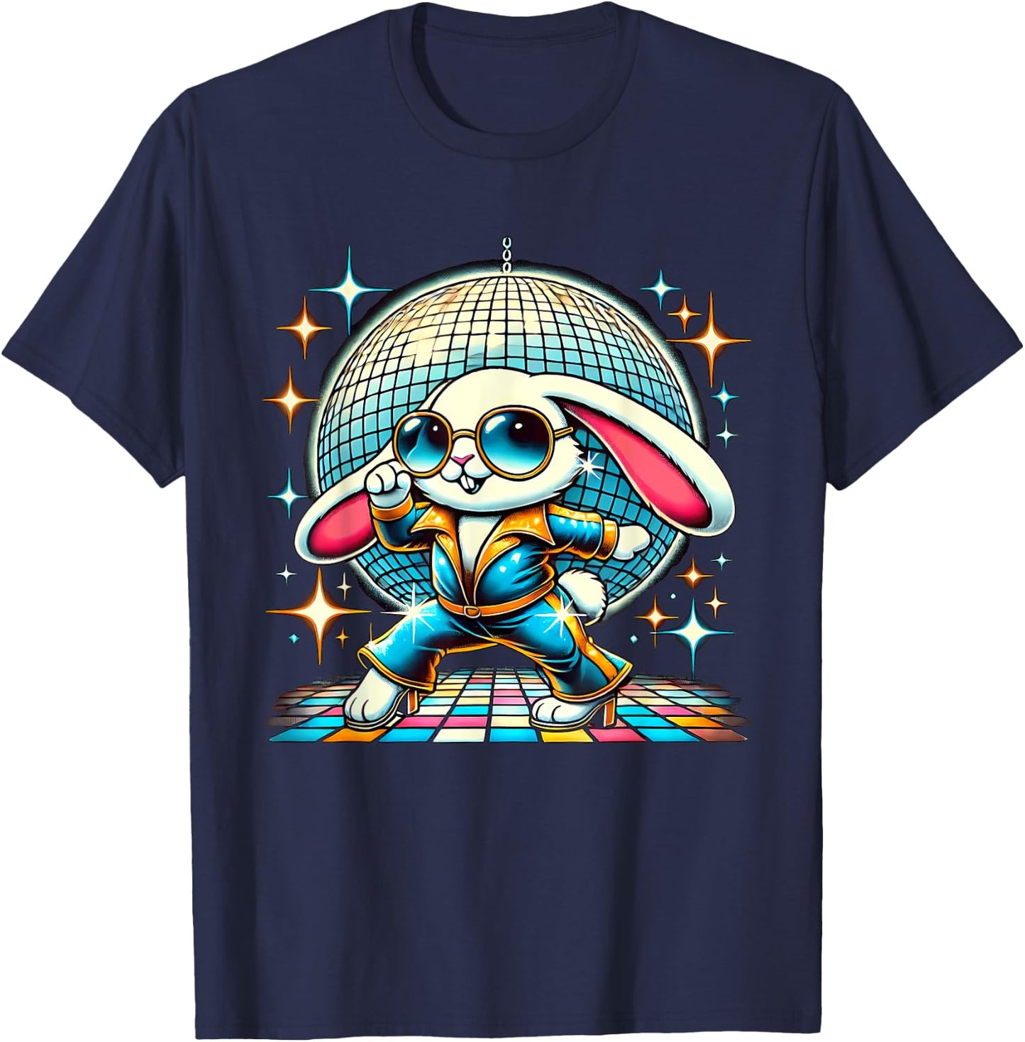 Aesthetic Bunny Disco T-Shirt - T-Shirt | Navy