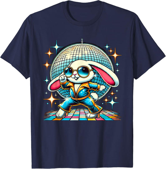 Aesthetic Bunny Disco T-Shirt - T-Shirt | Navy
