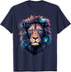 Lion Portrait Colorful Artwork Wildlife Motif Animal Art T-Shirt - T-Shirt | Navy