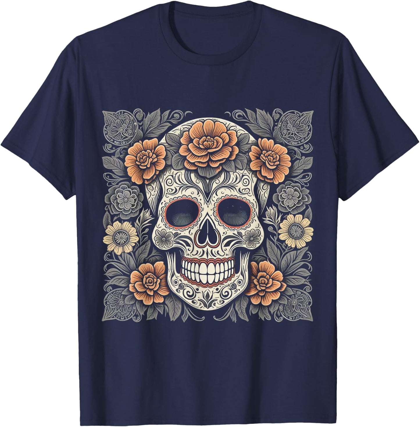 De Los Muertos Day of the Dead Sugar Skull Halloween Women T-Shirt - T-Shirt | Navy
