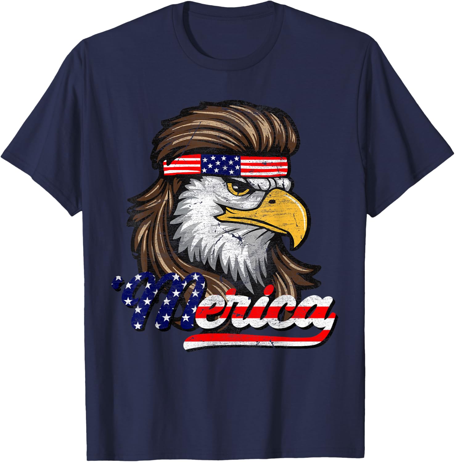 4th Of July Merica USA Flag Eagle Patriotic Men Women Kids T-Shirt - T-Shirt | Navy