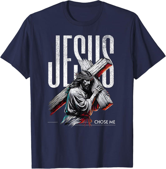 Jesus Chose Me, GOD Loving Christian Faith in Christ T-Shirt - T-Shirt | Navy