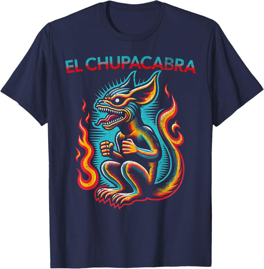 Retro El Chupacabra Cryptid Folklore Vintage Style T-Shirt - T-Shirt | Navy