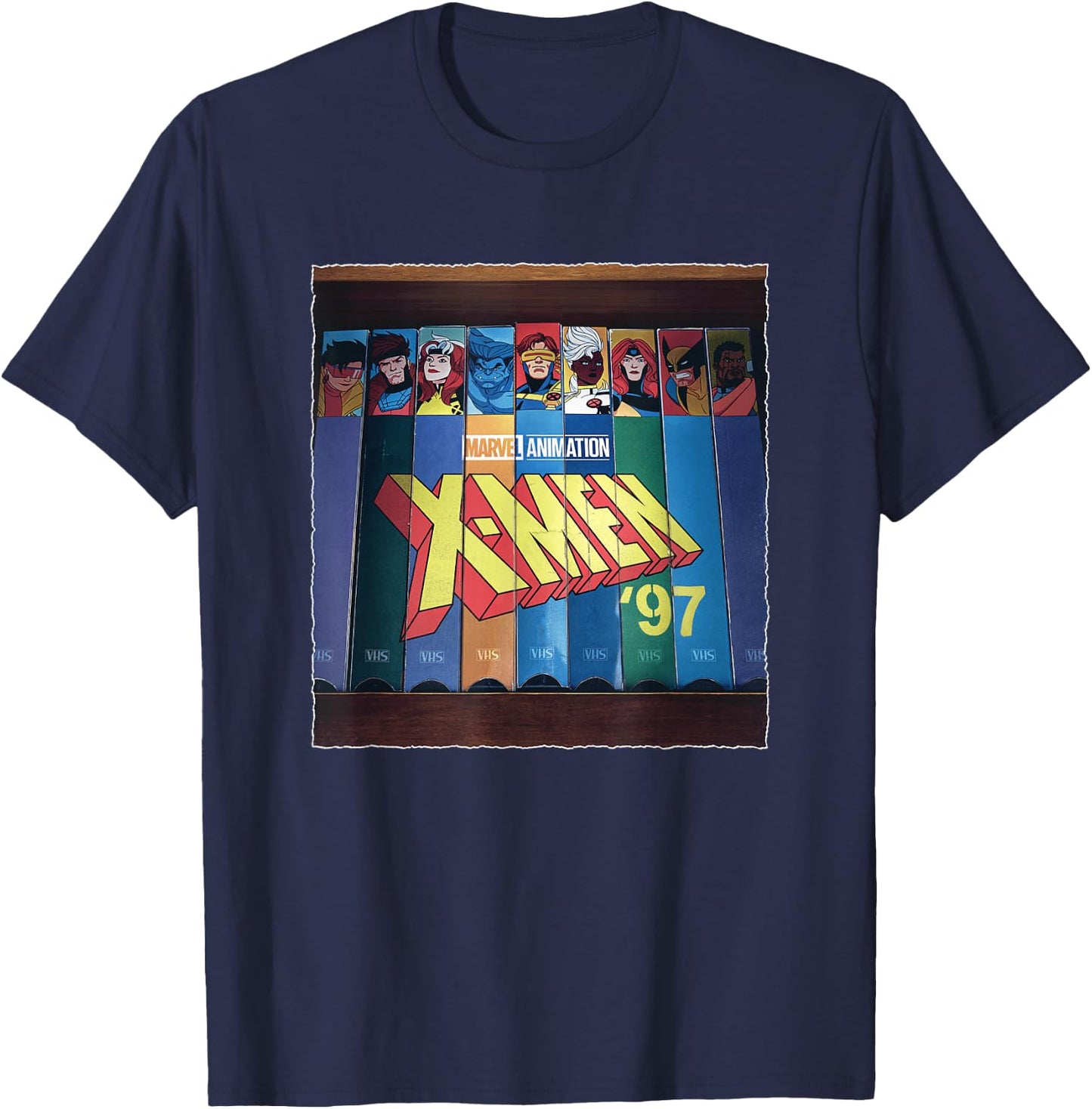 Marvel X-Men '97 Classic Vintage VHS Movie Collection Panel T-Shirt - T-Shirt | Navy