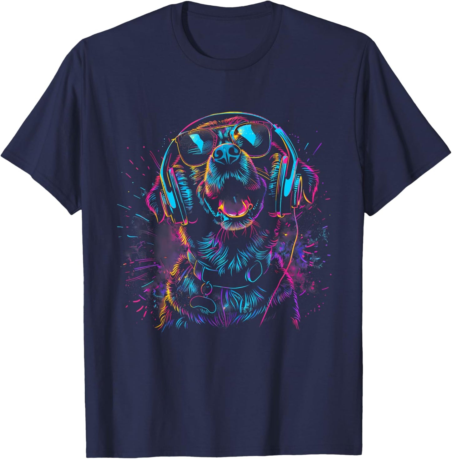 Dog DJ EDM House Music Techno Music Headphones Beatmaker T-Shirt - T-Shirt | Navy