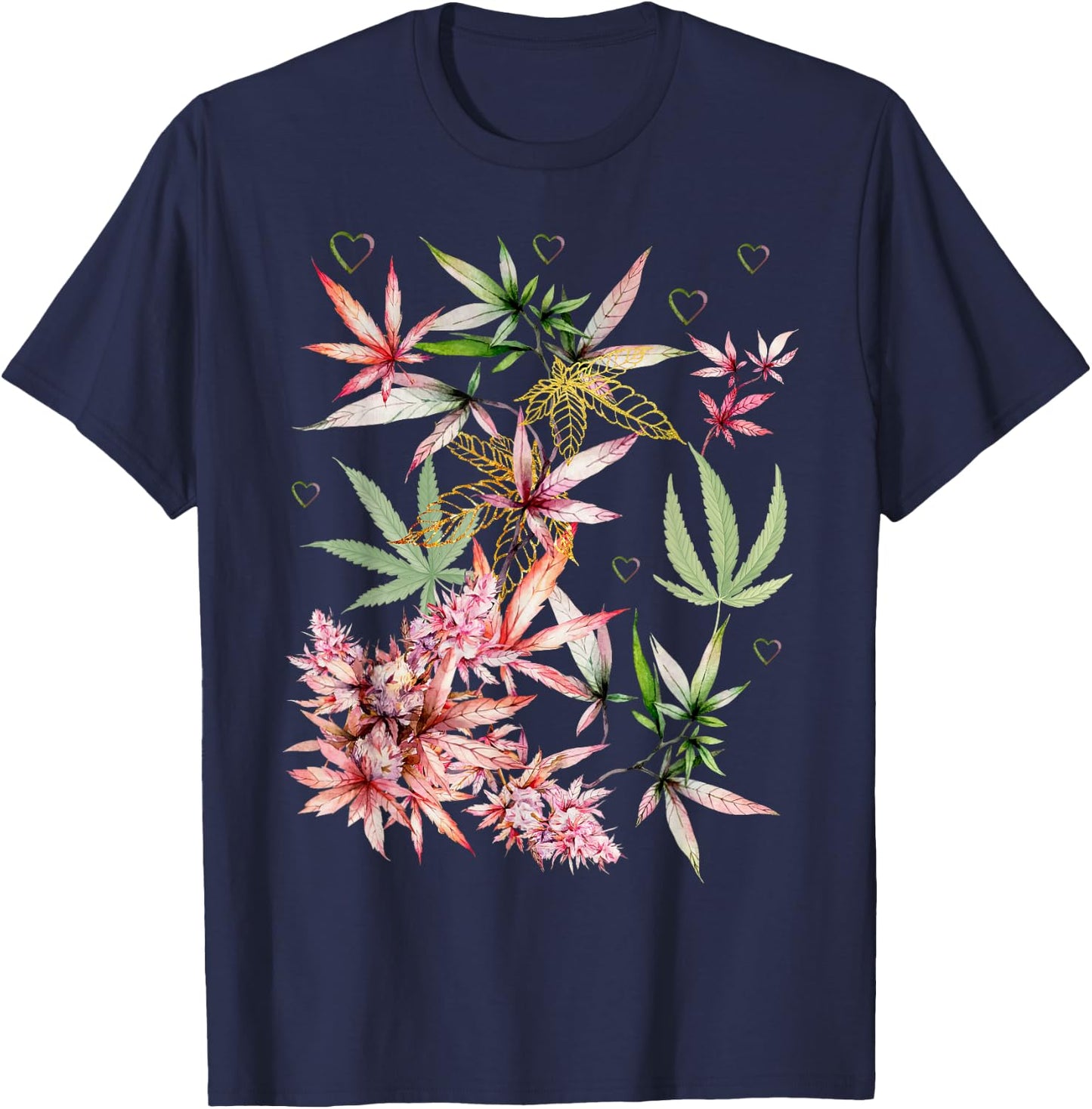 Vintage Marijuana Pot Leaf Flower Weed Cannabis Men Women T-Shirt - T-Shirt | Navy