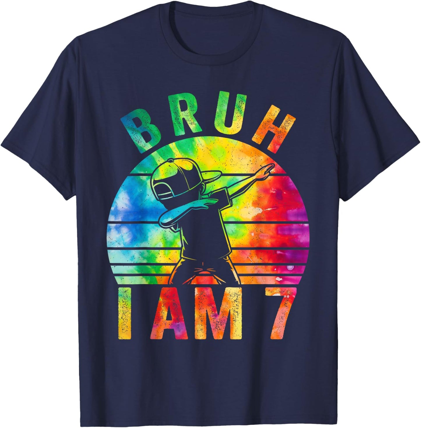 7 Year Birthday Tie Dye Dabbing Boy Bruh Its My 7th Birthday T-Shirt - T-Shirt | Navy