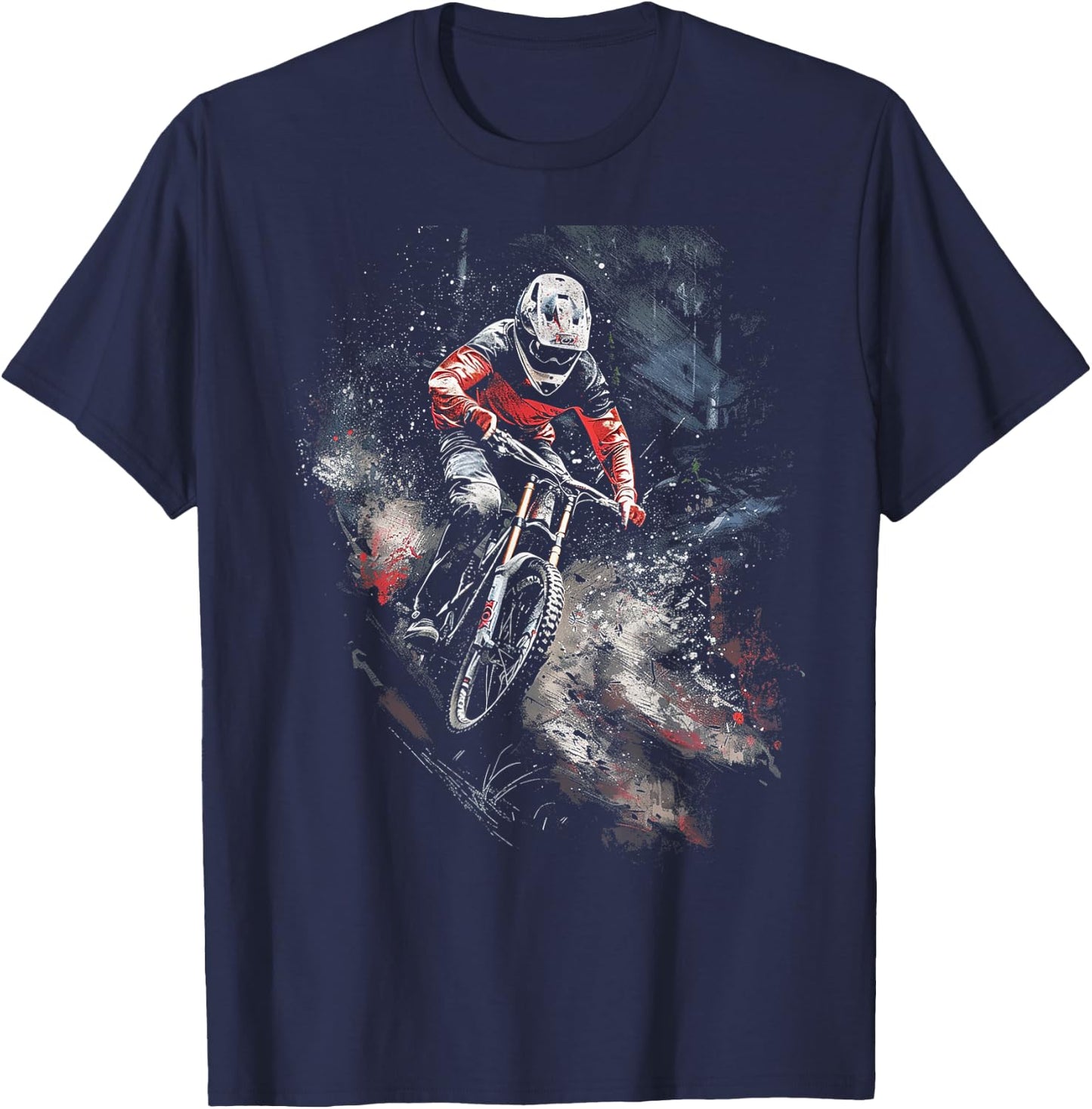 Mountain Biking Watercolor T-Shirt - T-Shirt | Navy