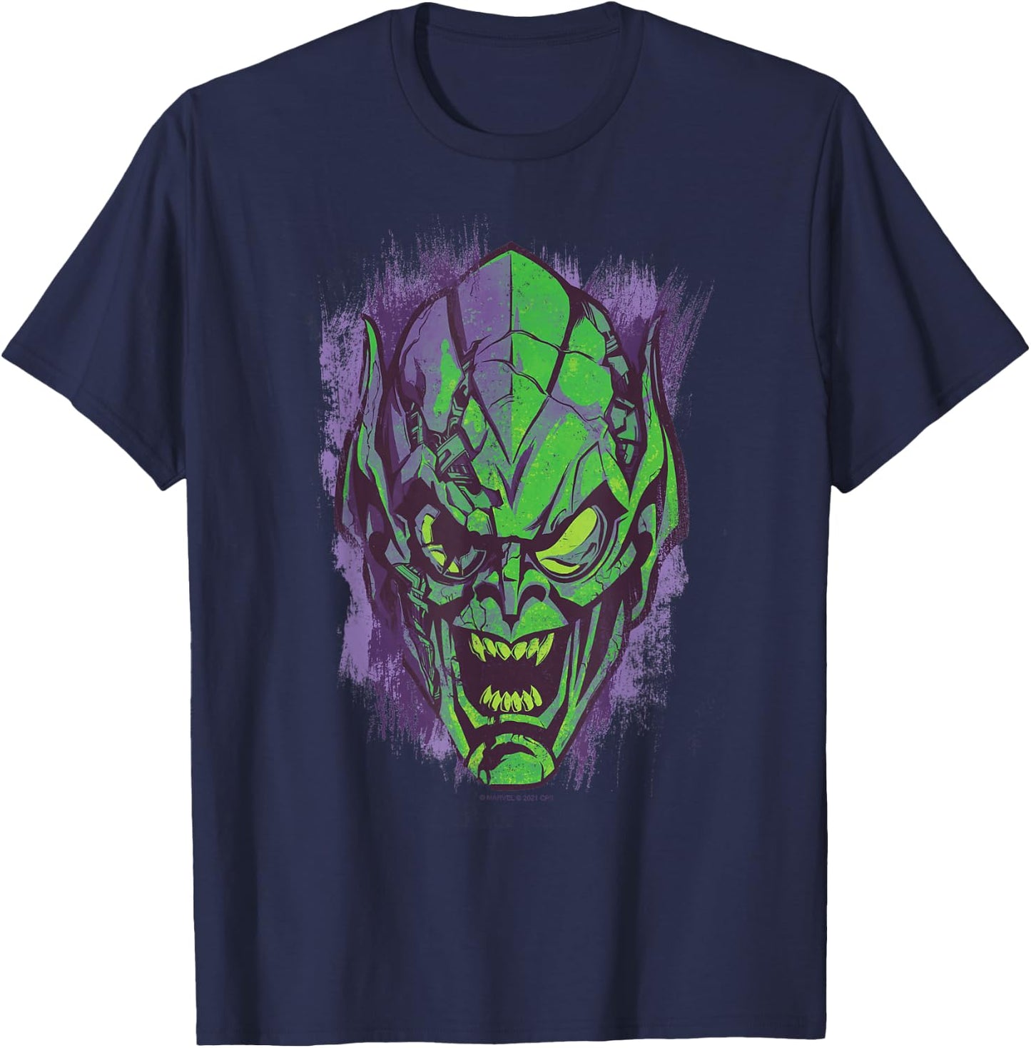 Marvel Spider-Man: No Way Home Green Goblin Face T-Shirt - T-Shirt | Navy