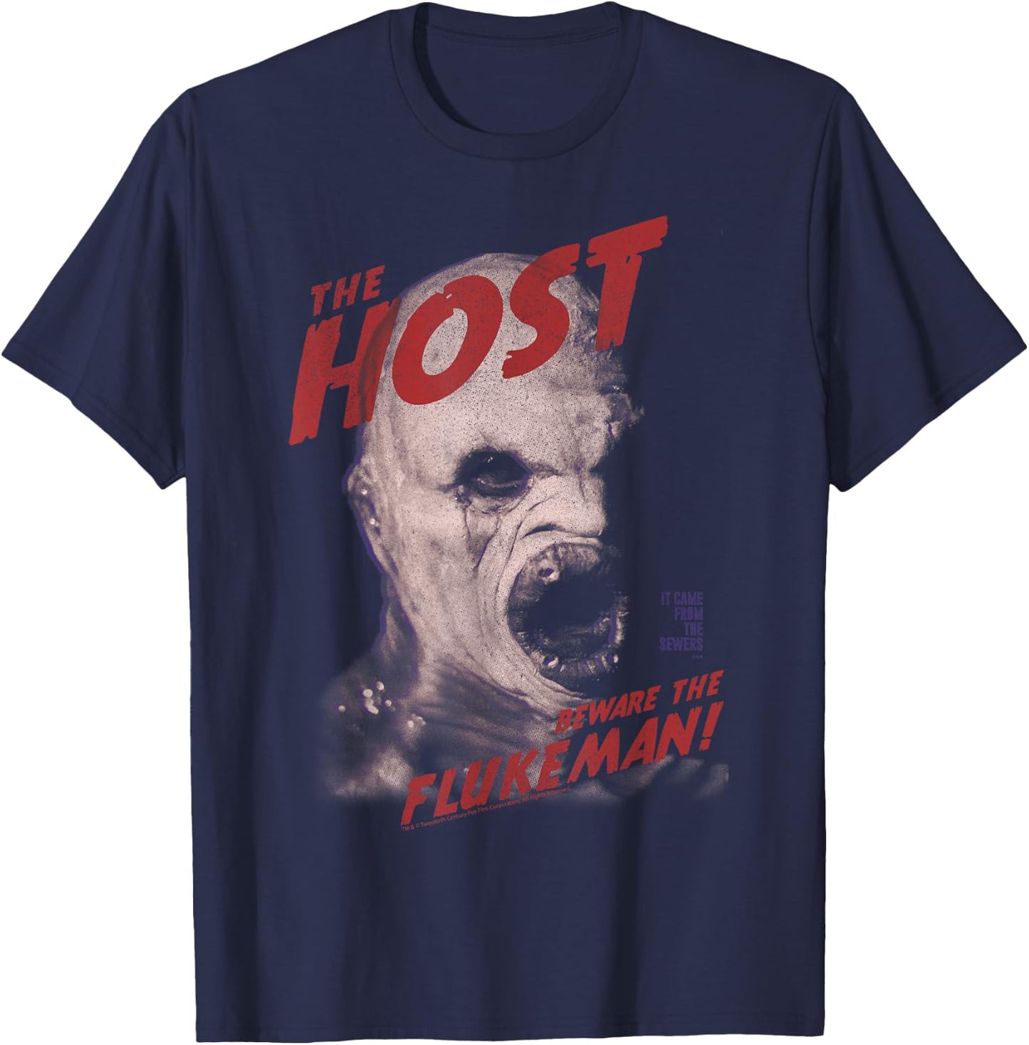 X-Files Epic Th Host Be Ware The Flukeman! Big Chest Poster T-Shirt - T-Shirt | Navy
