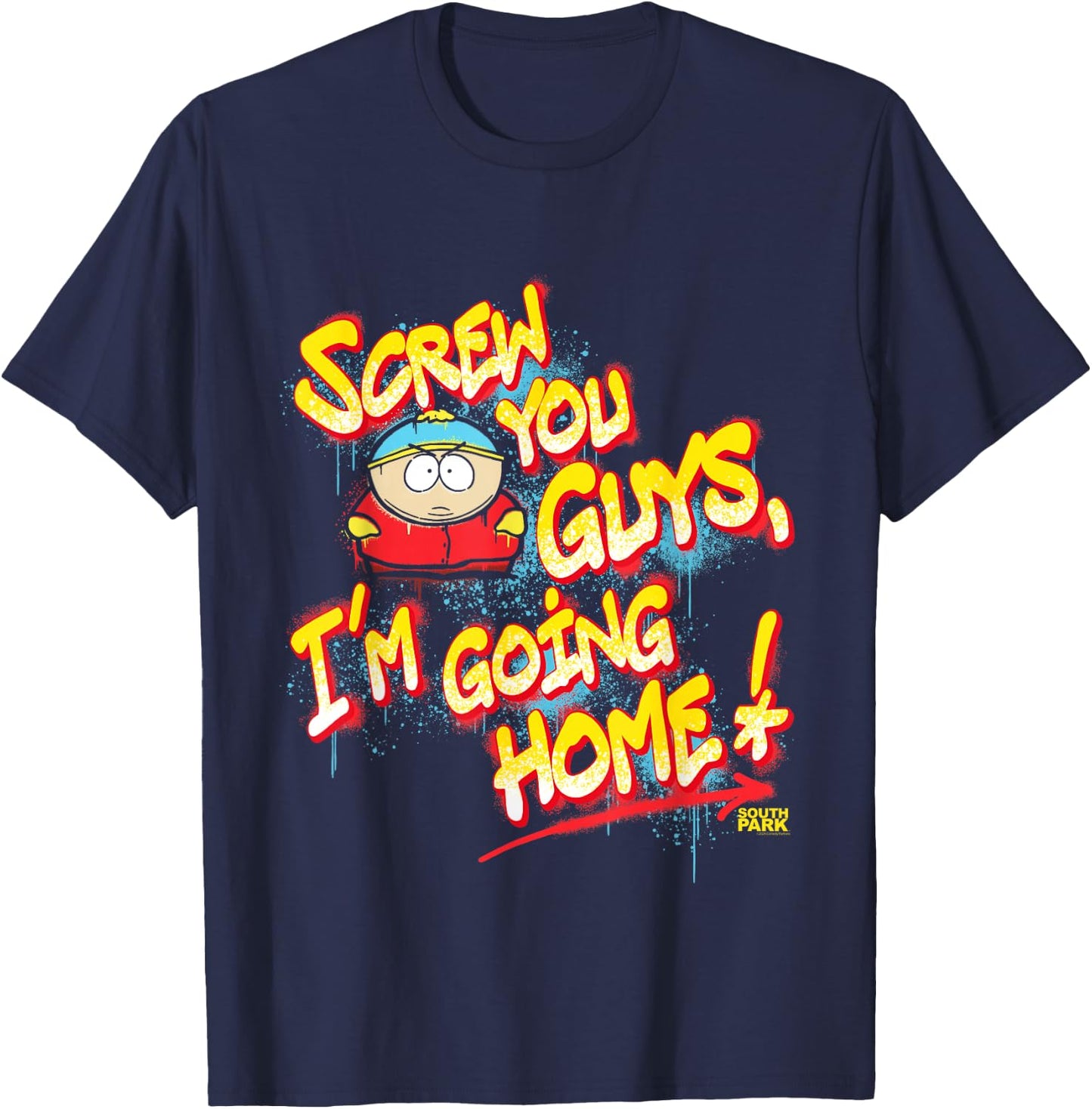 South Park Cartman Screw You Guys Graffiti T-Shirt - T-Shirt | Navy