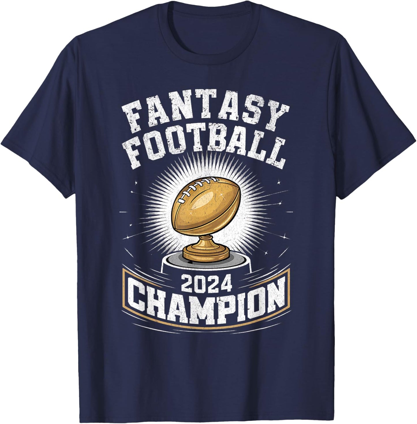 Fantasy Football 2024 Champion Fantasy Football , Small, Black T-Shirt - T-Shirt | Navy