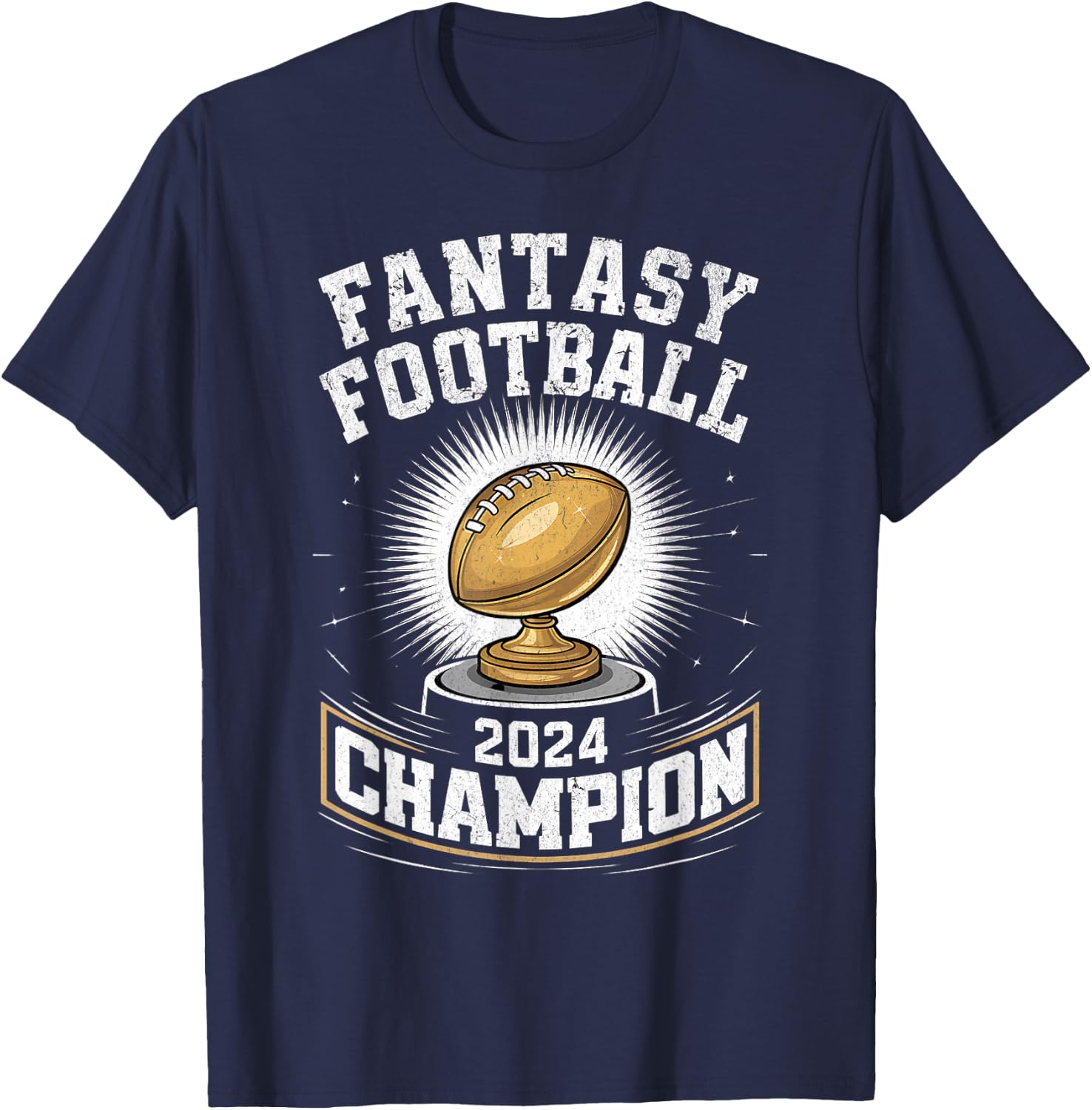Fantasy Football 2024 Champion Fantasy Football , Small, Black T-Shirt - T-Shirt | Navy