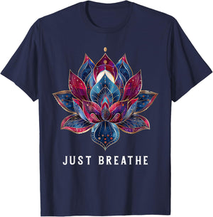 Yoga Lotus Flower Zen Buddhism Buddhist Buddha Meditation T-Shirt - T-Shirt | Navy