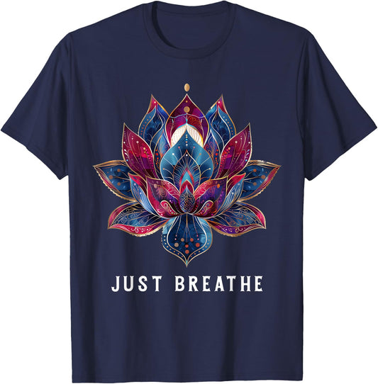 Yoga Lotus Flower Zen Buddhism Buddhist Buddha Meditation T-Shirt - T-Shirt | Navy