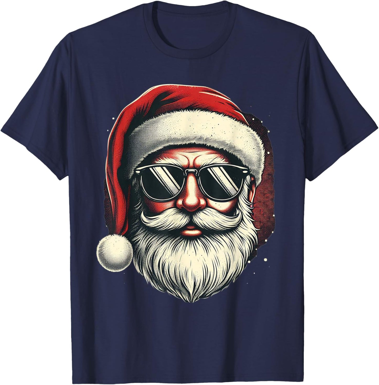 Santa Face Retro Sunglasses Christmas Xmas Men Women T-Shirt - T-Shirt | Navy