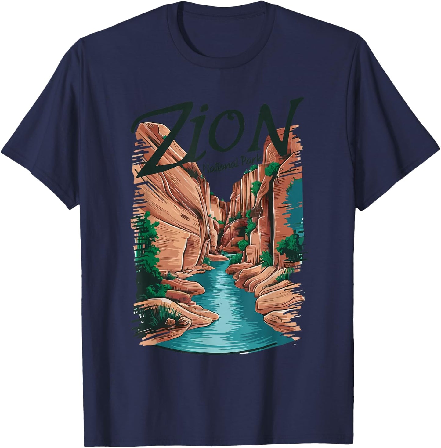 Retro Zion National Park The Narrows Vintage T-Shirt - T-Shirt | Navy