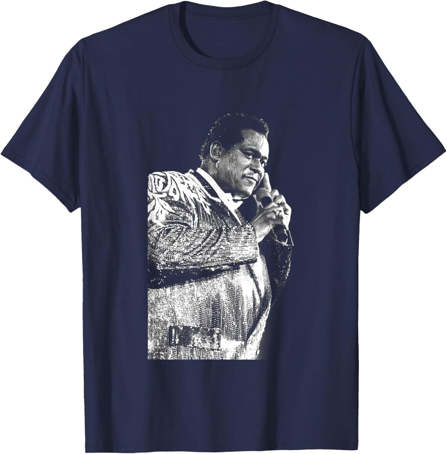 Stephen Wright Photography Luther Vandross Live , Men's -Adults, Black, Small, Short Sleeve, Classic Fit, , Regular, Medium Sleeve Length T-Shirt - T-Shirt | Navy