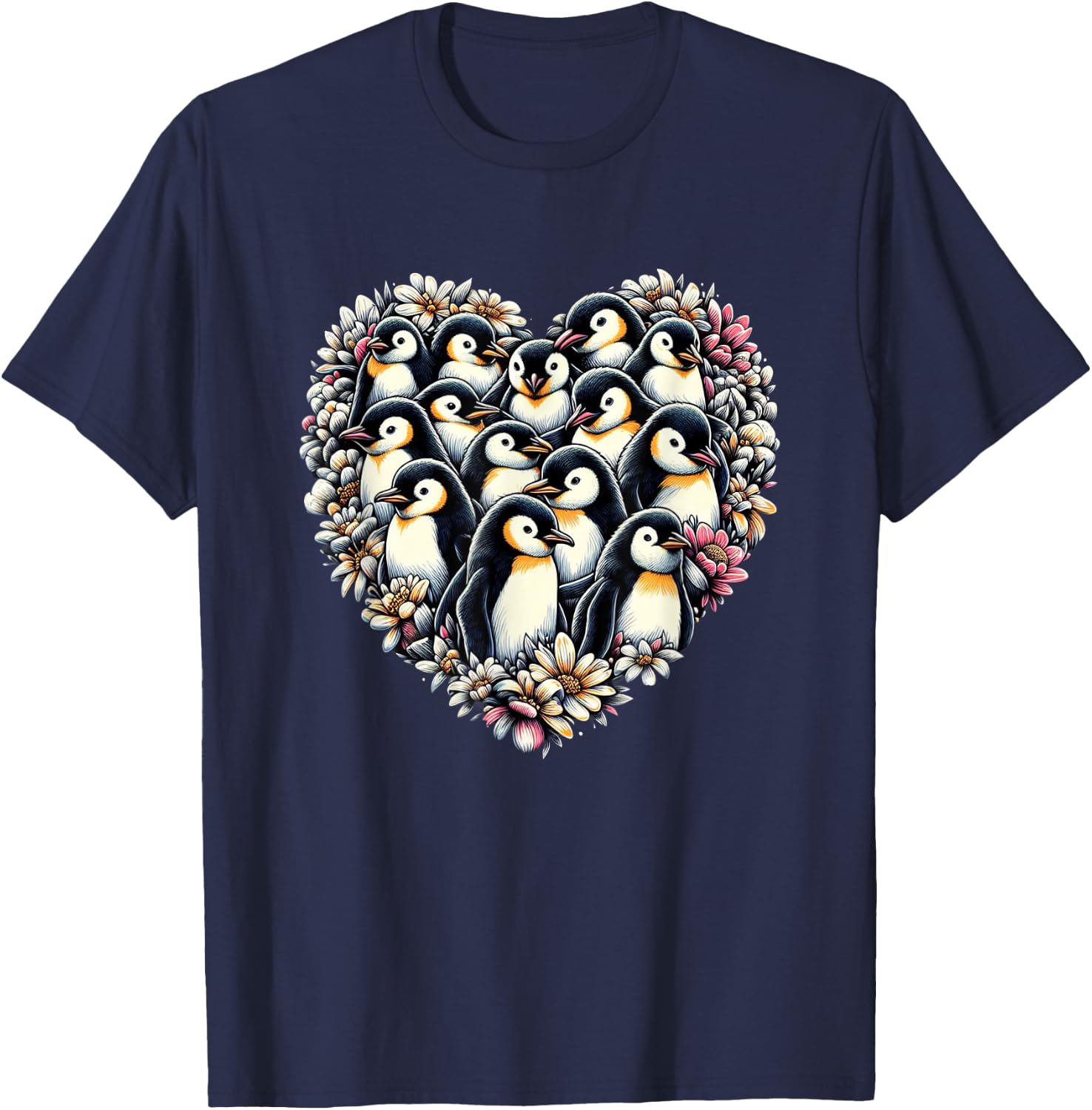Penguins Love Beautiful Colorful Penguin Art Animal T-Shirt - T-Shirt | Navy