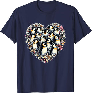 Penguins Love Beautiful Colorful Penguin Art Animal T-Shirt - T-Shirt | Navy