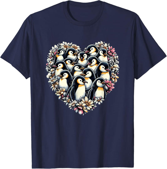 Penguins Love Beautiful Colorful Penguin Art Animal T-Shirt - T-Shirt | Navy