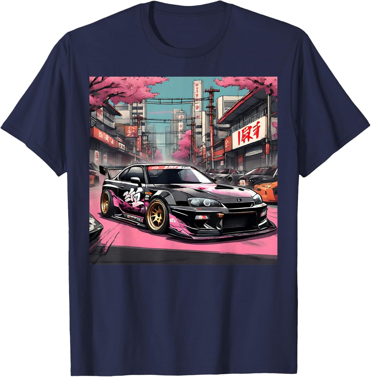 JDM Tokyo Skyline Retro Japanese Race Car Drift Tuning Gift T-Shirt - T-Shirt | Navy