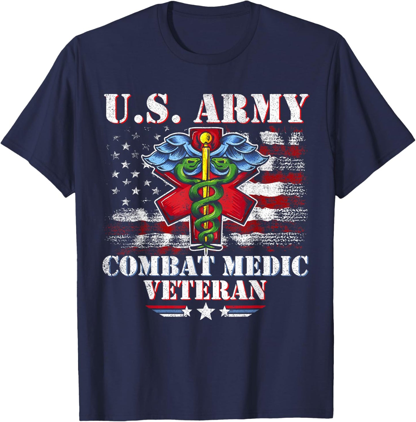 U.S Army Combat Medic Proud Veteran Medical Military Retired T-Shirt - T-Shirt | Navy