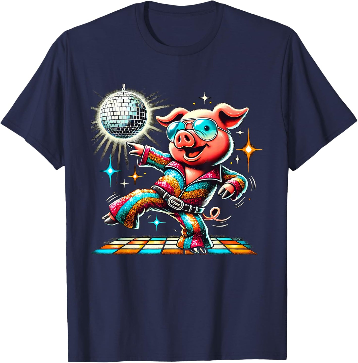 Aesthetic Pig Disco T-Shirt - T-Shirt | Navy