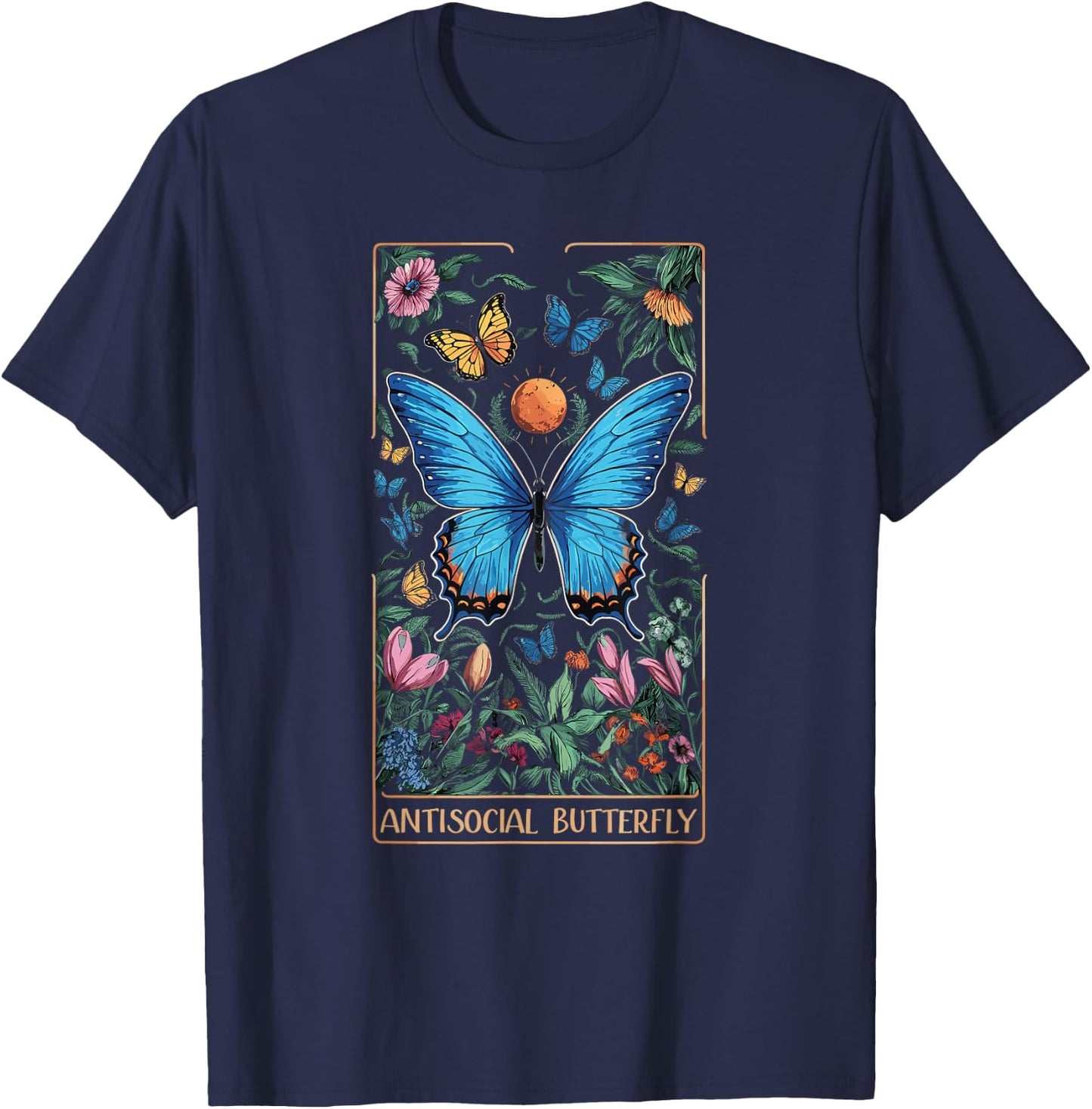 ANTISOCIAL BUTTERFLY Tarot Card T-Shirt - T-Shirt | Navy
