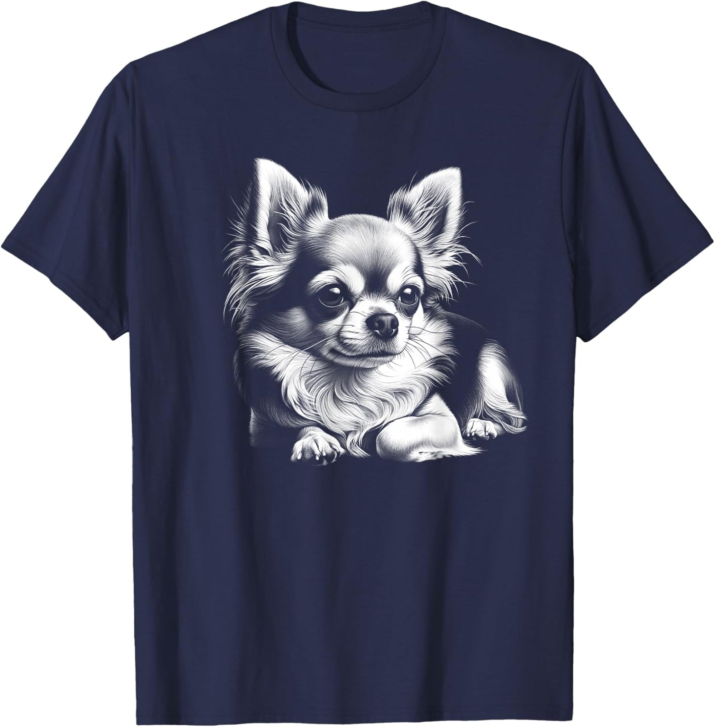 Chihuahua Portrait in Lying Poser T-Shirt - T-Shirt | Navy