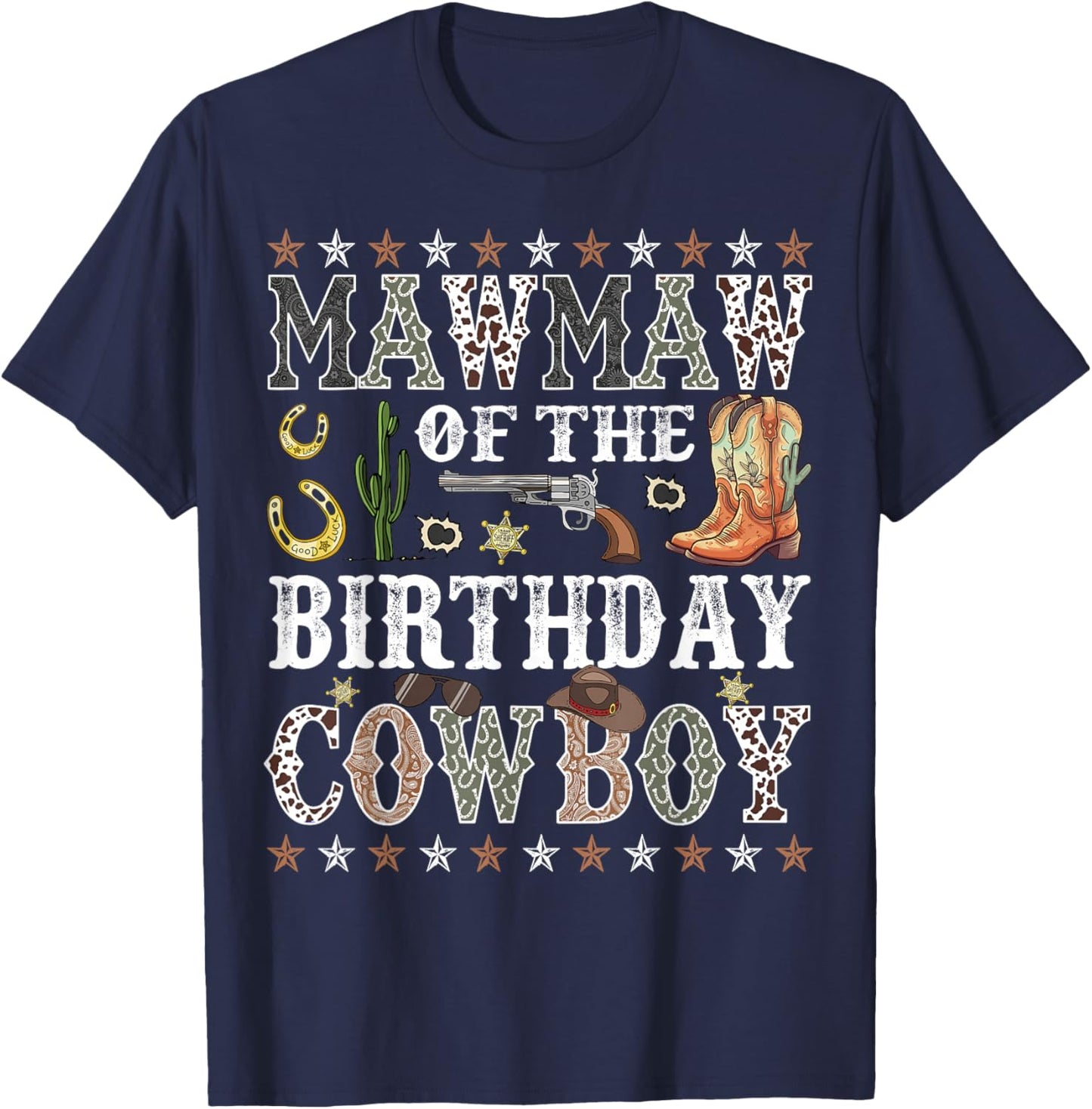 Mawmaw Of The Birthday Cowboy Rodeo Mawmaw T-Shirt - T-Shirt | Navy