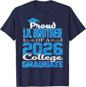 Super Proud Lil Brother of 2026 College Graduate Lil-Brother T-Shirt - T-Shirt | Navy