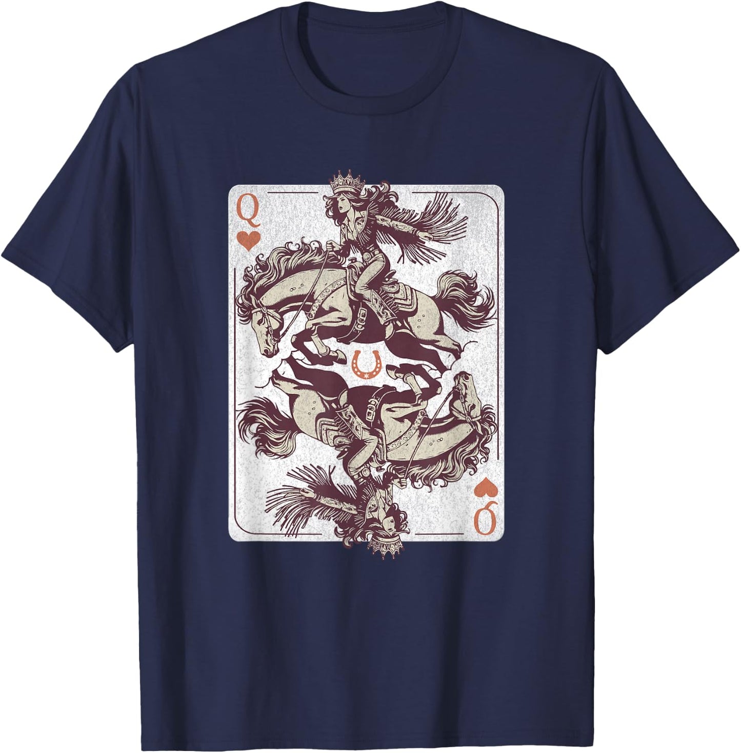 Cowgirl Queen of Hearts – Western Rodeo Card Design Boho T-Shirt - T-Shirt | Navy