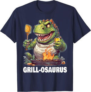 Grill-osaurus Rex BBQ Dinosaur Funny Fathers' Day Grilling T-Shirt - T-Shirt | Navy