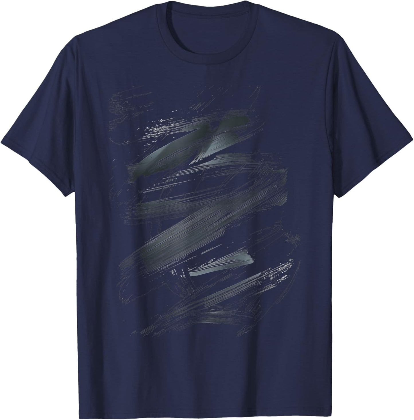 Black Brush Strokes Art Design Graphic T-Shirt - T-Shirt | Navy