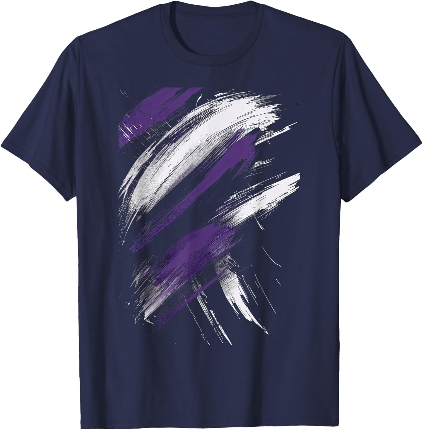 Purple And Black Brushstrokes Graphic T-Shirt - T-Shirt | Navy