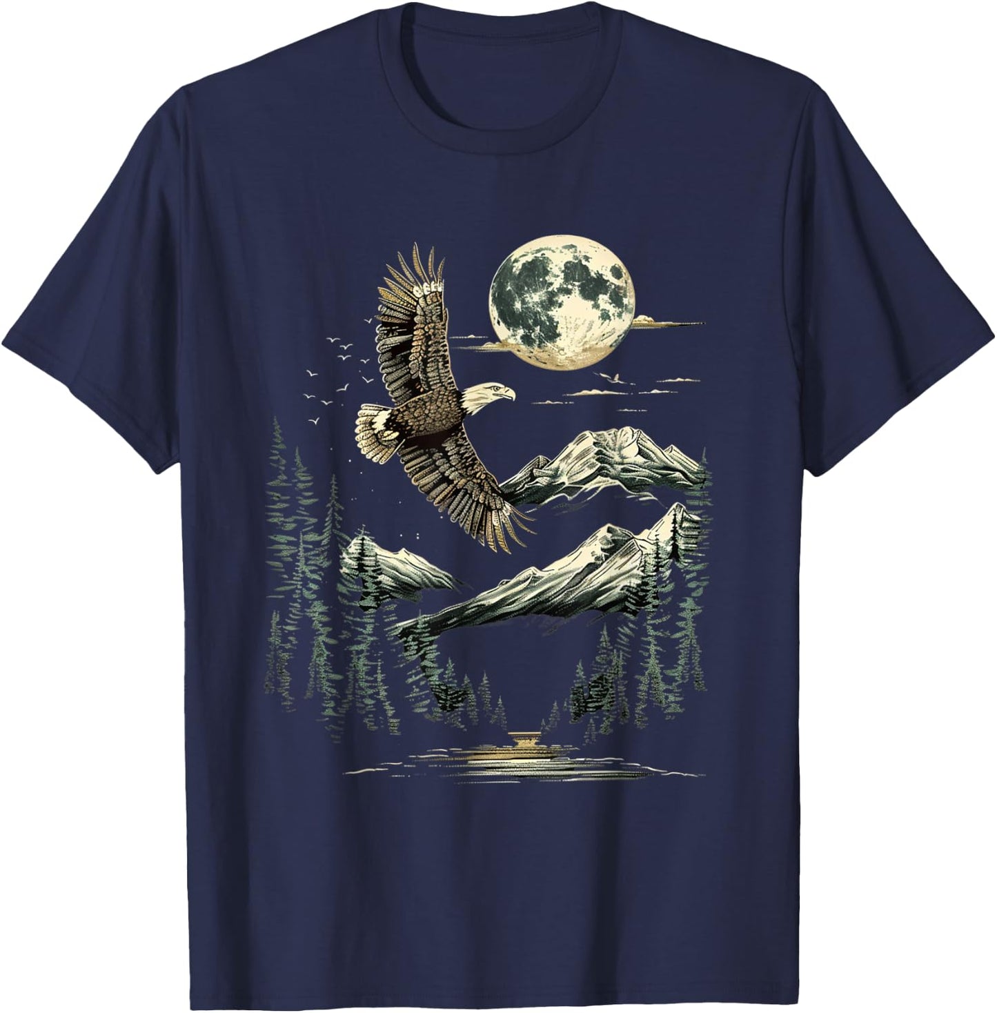 Native American Wildlife Majestic Bald Eagle in Forest T-Shirt - T-Shirt | Navy