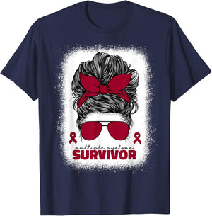 Multiple Myeloma Survivor Burgundy Cancer Ribbon T-Shirt - T-Shirt | Navy