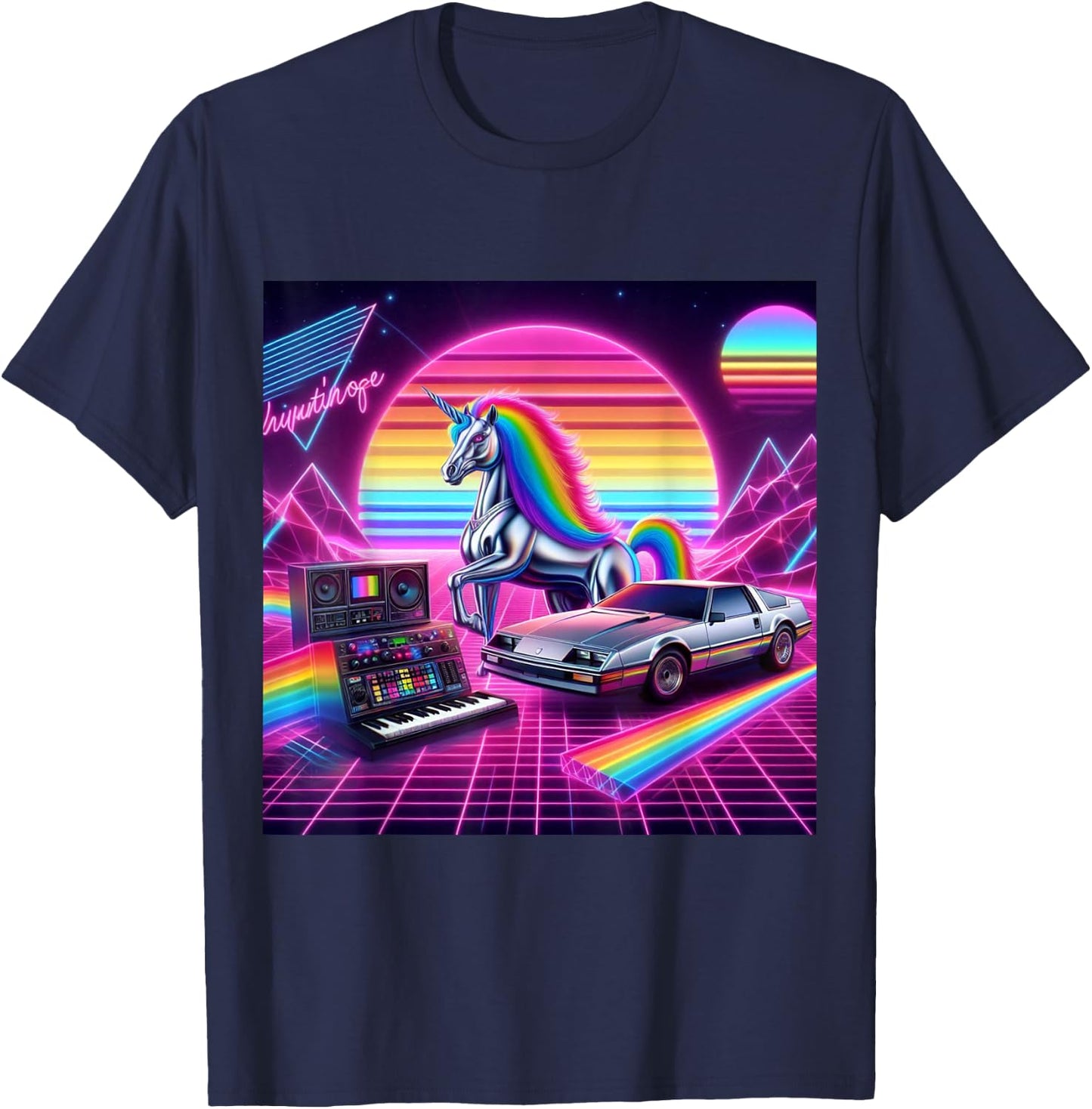 Ride the 80s Synth wave T-Shirt - T-Shirt | Navy