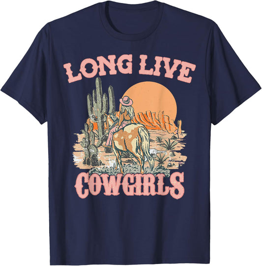 Long Live Howdy Rodeo Western Country Southern Cowgirls T-Shirt - T-Shirt | Navy