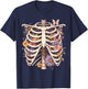 Goth Heart Ribcage with Butterflies and Flowers Skeleton T-Shirt - T-Shirt | Navy