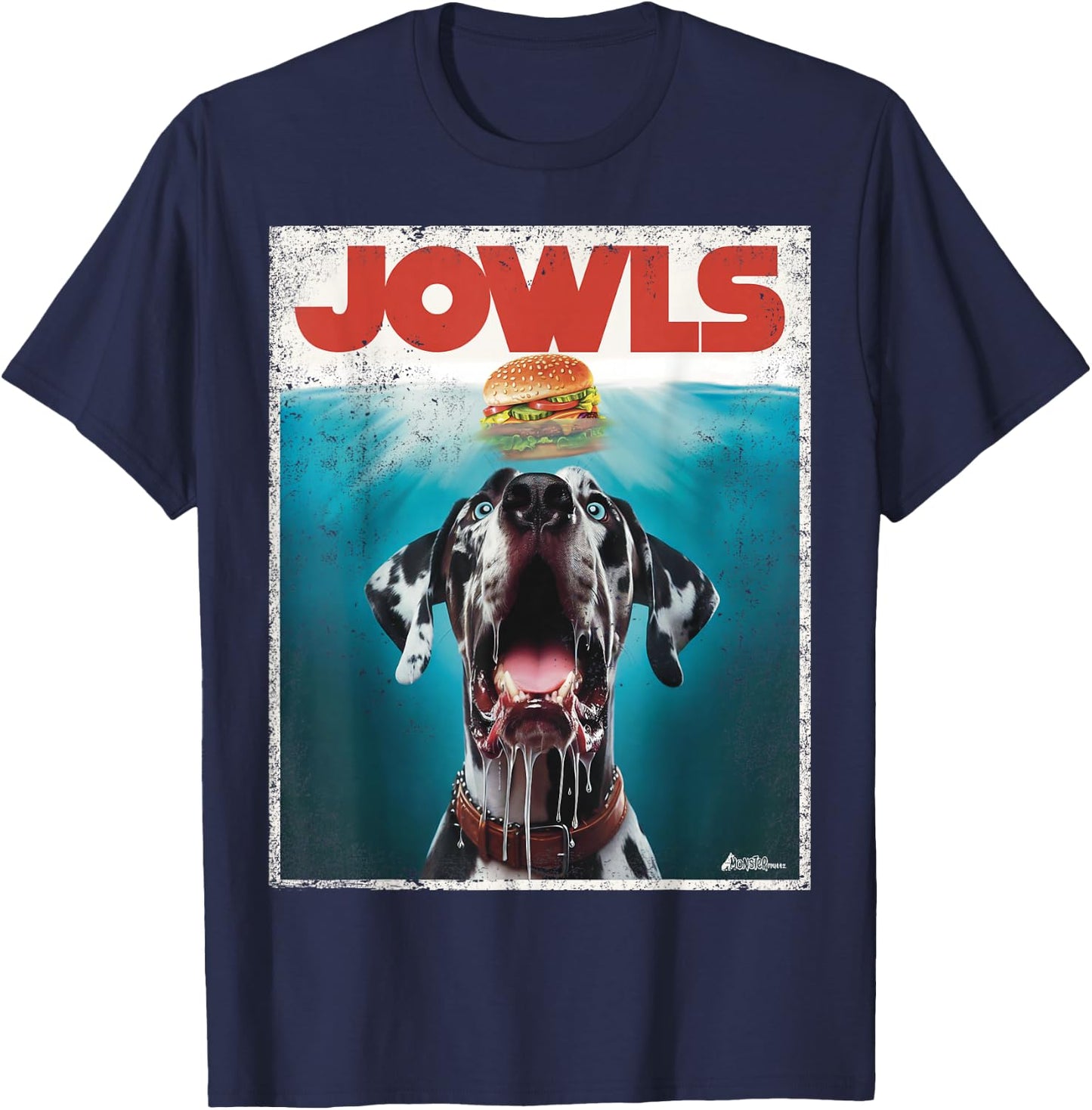 Great Dane Jowls, Paws Harlequin, Blue Eyes Dog Mom, Dog Dad T-Shirt - T-Shirt | Navy